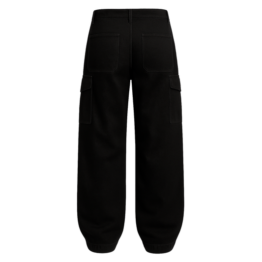 BLACK CARGO PANTS WITH AS
