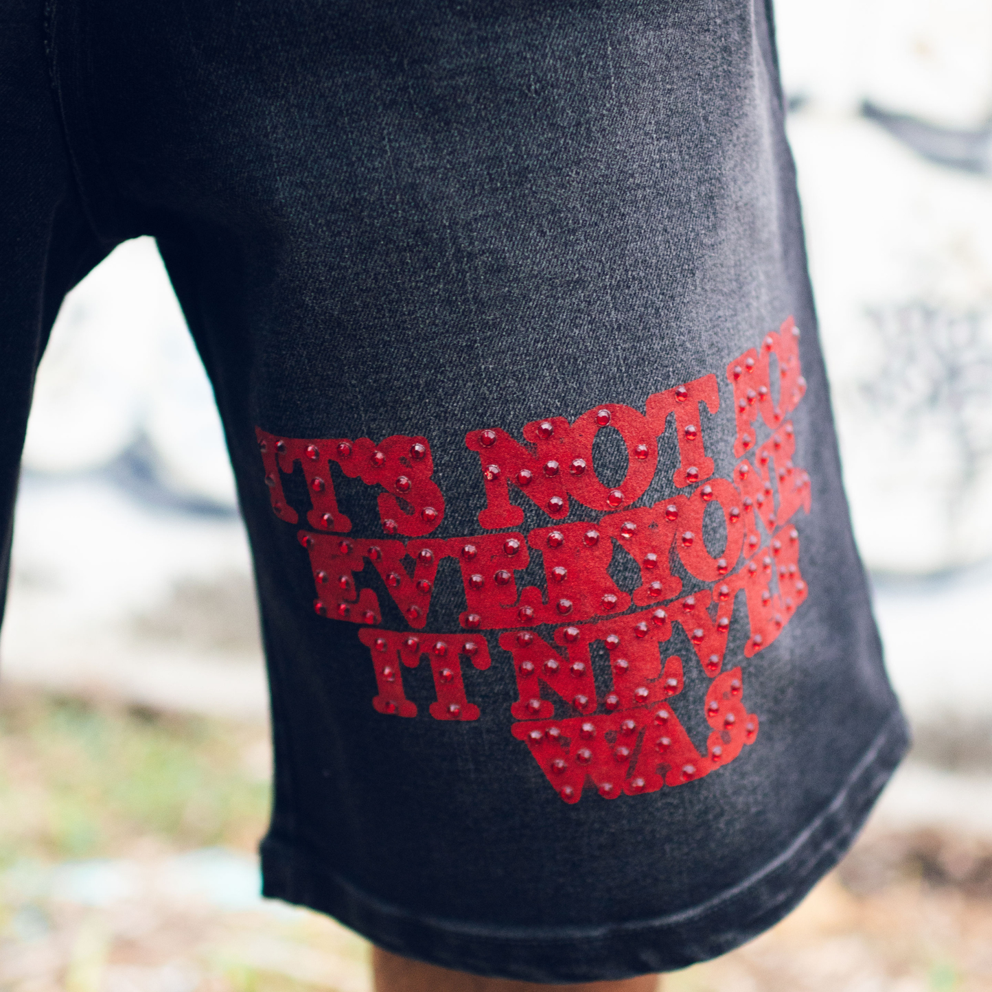 "IT'S NOT FOR EVERYONE" JORTS WASHED BLACK