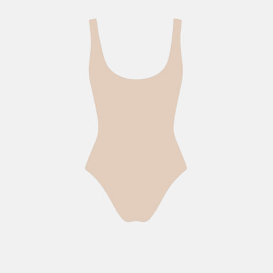 Beige Scoop Neck Bodysuit
