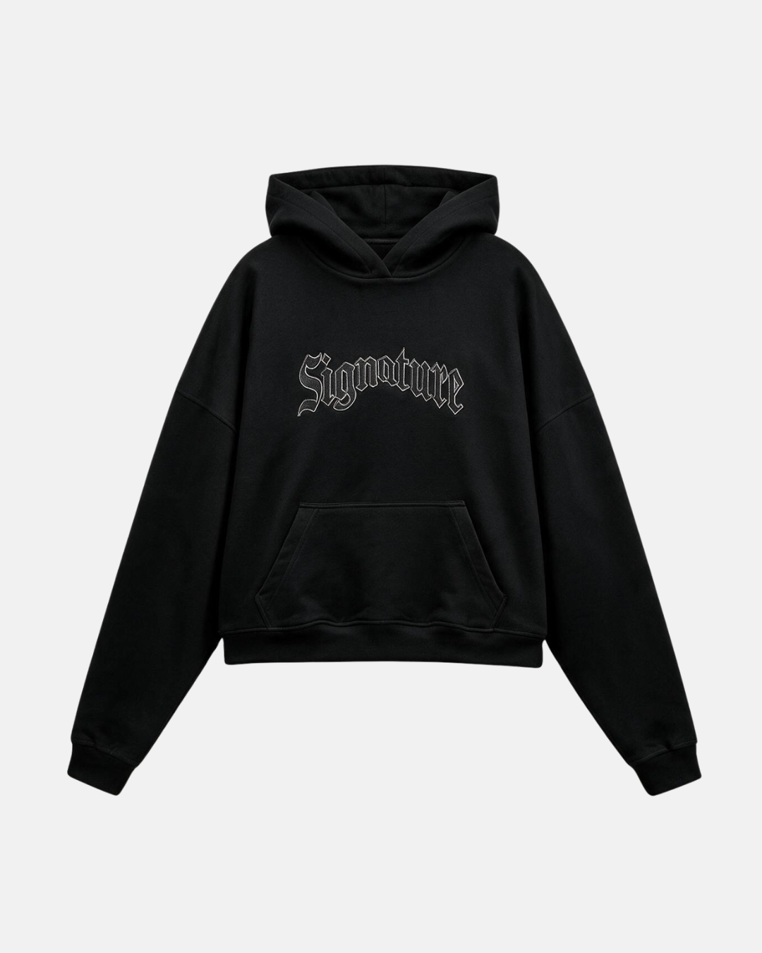 Signature Arc Boxy Hoodie Black