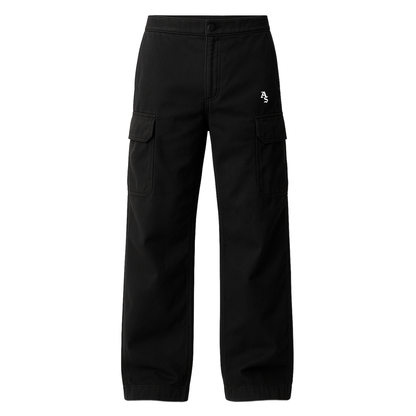 BLACK CARGO PANTS WITH AS