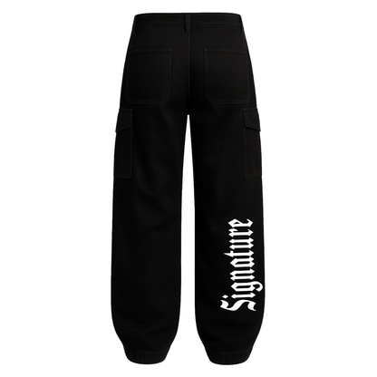 BLACK CARGO PANTS SIGNATURE