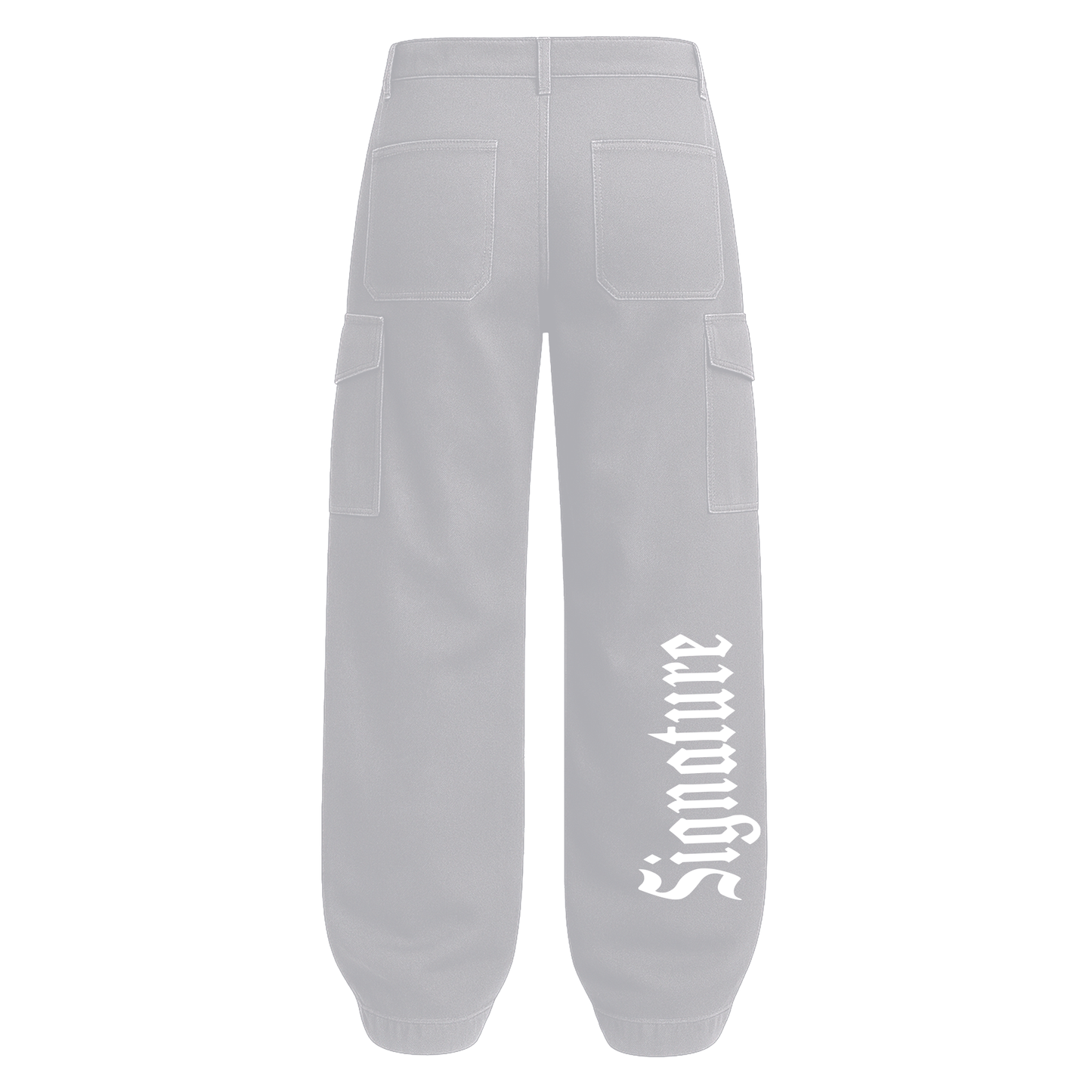 GREY CARGO PANTS WITH SIGNATURE