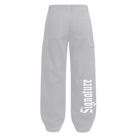 GREY CARGO PANTS WITH SIGNATURE
