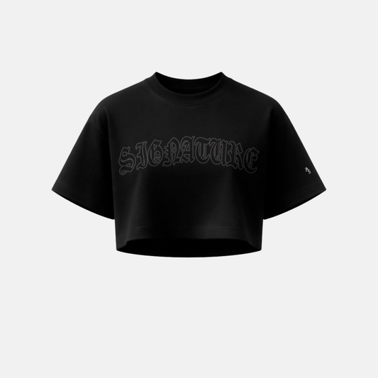 Line Signature Gothic Crop Top Negro