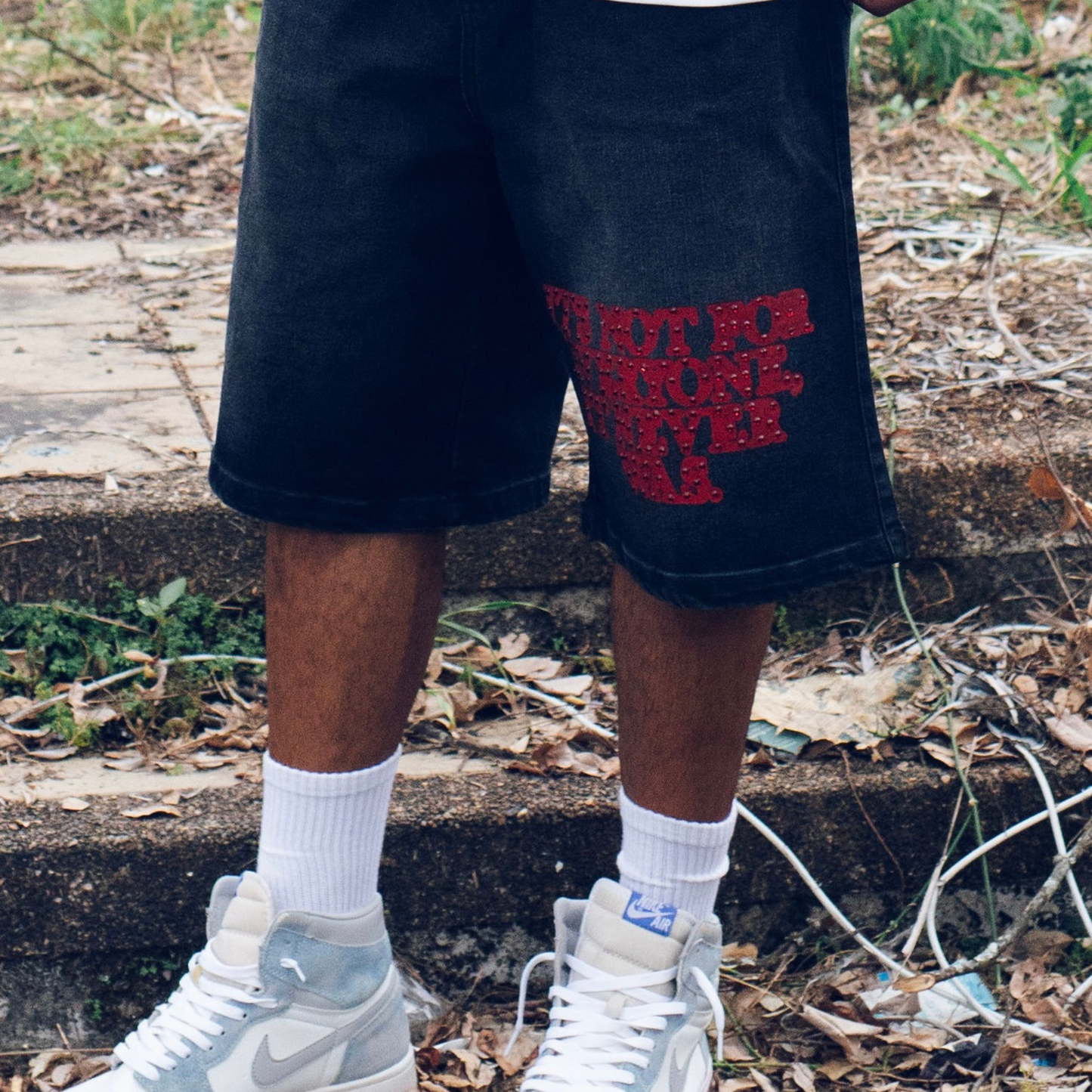 "IT'S NOT FOR EVERYONE" JORTS WASHED BLACK