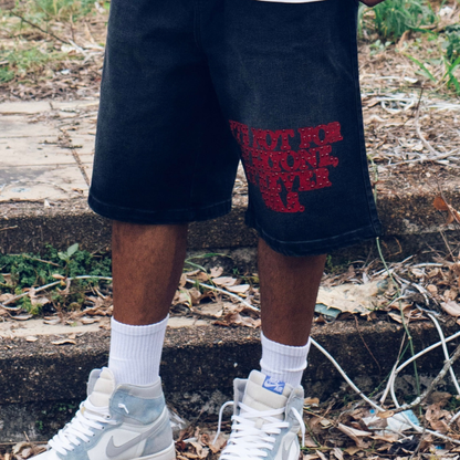 "IT'S NOT FOR EVERYONE" JORTS WASHED BLACK