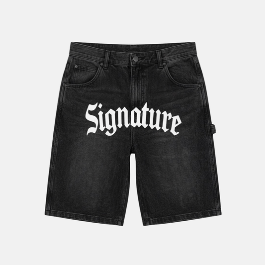 SIGNATURE LOGO JORTS WASHED BLACK