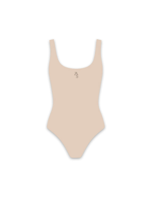 Beige Scoop Neck Bodysuit