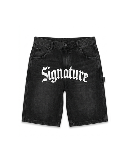 SIGNATURE LOGO JORTS WASHED BLACK