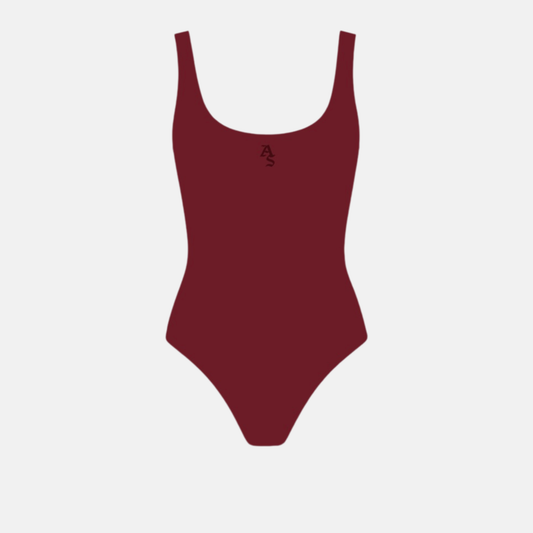 Red Scoop Neck Bodysuit