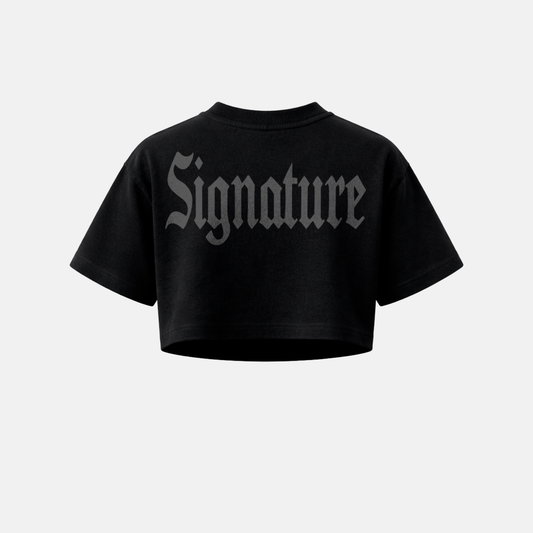 Line Signature Back Gothic Crop Top Negro