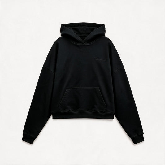 Signature Boxy Hoodie Black Tonal