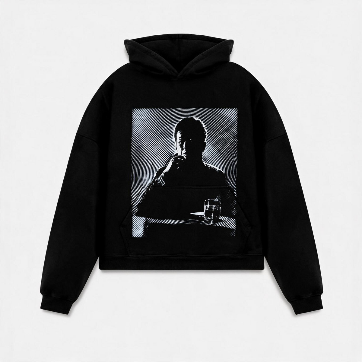 C005 Shadow Portrait Hoodie Negro - frente