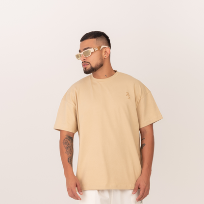 Embroidered Beige Oversize T-shirt