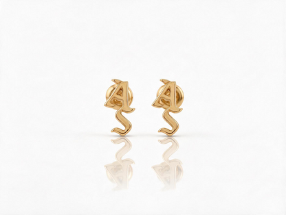ARETES EN ORO 18K LOGO AS