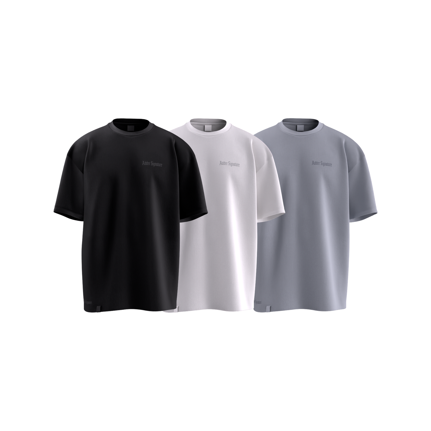 Camiseta Regular Fit Pack x3 Negro-Hueso-Gris